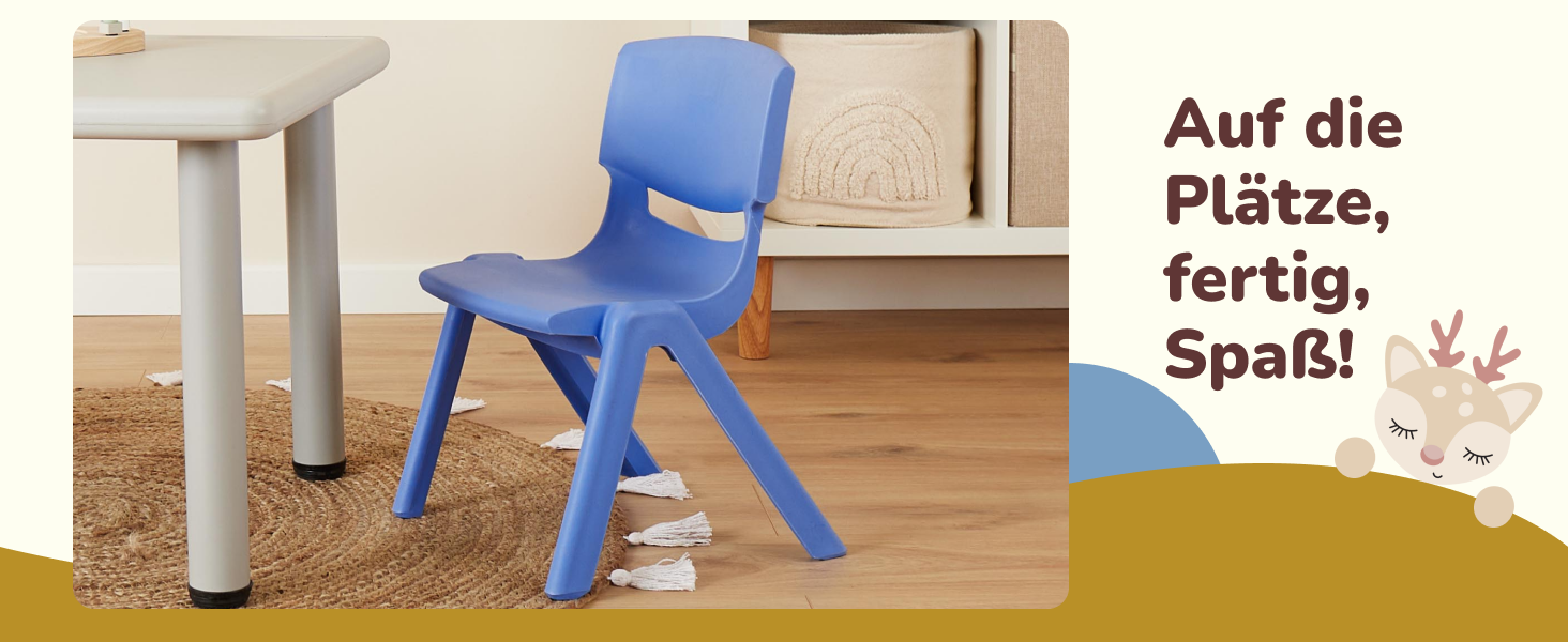 Дитячий пластиковий стілець Bieco Trendblau, для дітей від 1 року до 80 кг, складний, штабельований, для дому і саду