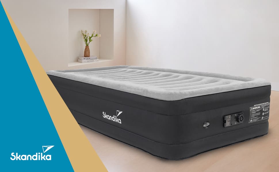 Надувна матрац Skandika Sveja | Самостійно надувний матрац для кемпінгу, 204 x 151 x 43 см, 300 кг, з насосом та сумкою