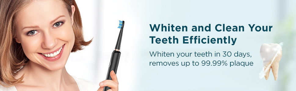 Електрична зубна щітка Sonico з 8 насадок, 5 режимів, чорна. Для подорожей.