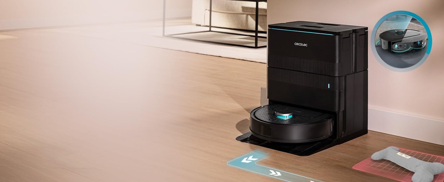 Робот-пилосос та робот-мийник Cecotec Conga X50 X-Treme з автопорожненням та керуванням через додаток. Лазерна навігація, інтелектуальне картографування, 15000Pa, 240хв автономії, знімне моп, база з 3 резервуарами