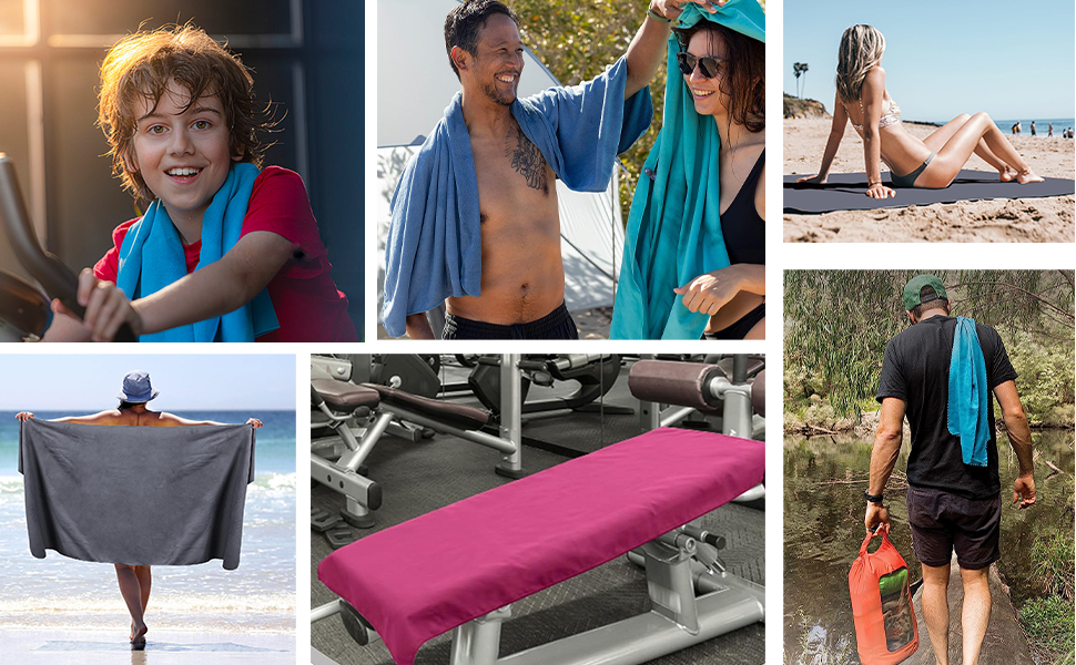 Мікрофібровий рушник для пляжу та спорту, комплект 2 шт (180x80cm + 80x40cm), рожевий