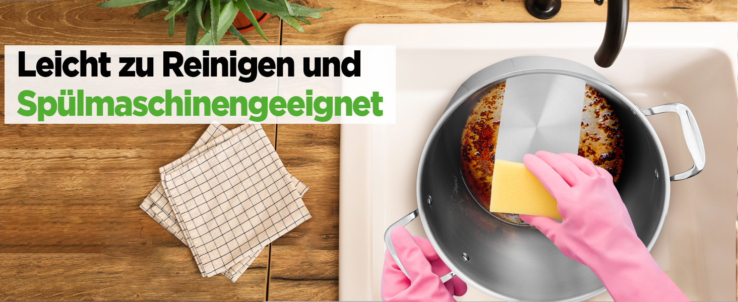 Каструля NutriChef 40 см, 14 л, з кришкою, нержавіюча сталь, для індукції, газу, електро, посудомийної машини, супова, для великих об'ємів