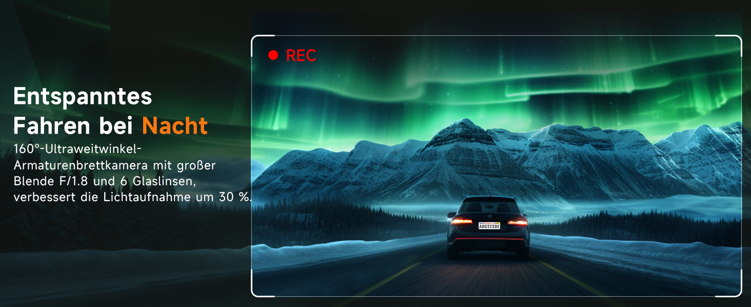 Відеореєстратор Veement Dashcam Auto Vorne 2.5K з WiFi, 1440P, 32GB SD, ParkWatch, Нічне Бачення, G-Sensor, Loop, APP, Чорний