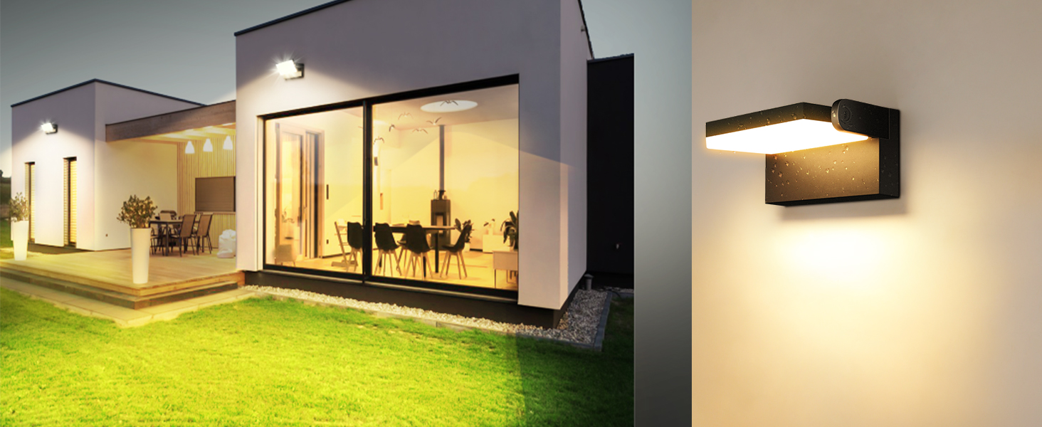 LED зовнішні настінні світильники Ledmo 60W, 5000 Лм, 360° поворот, IP65, тепле світло 3000K, білі, для тераси, входу, саду, 4 шт.