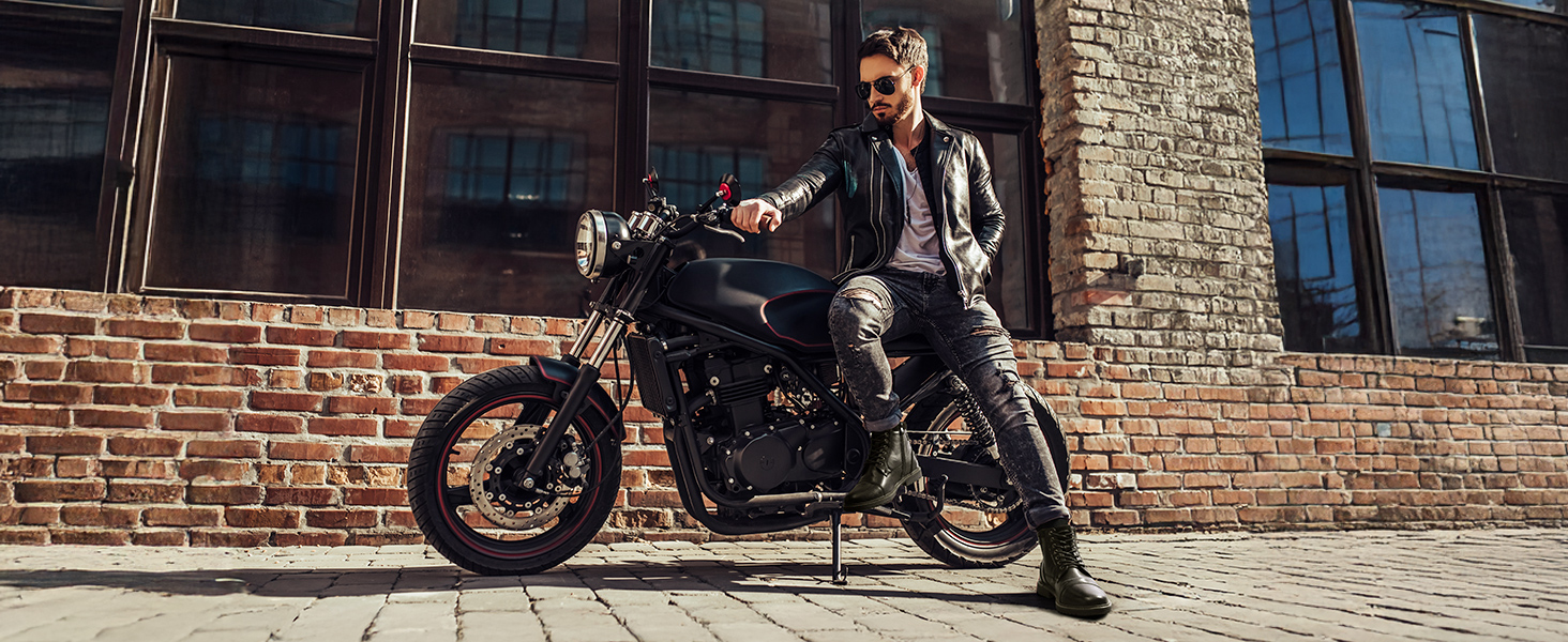 Чорні мотоциклетні черевики Bruno Marc для чоловіків, 44 EU. Шнуровка, блискавка, штучна шкіра, модель Chukka.