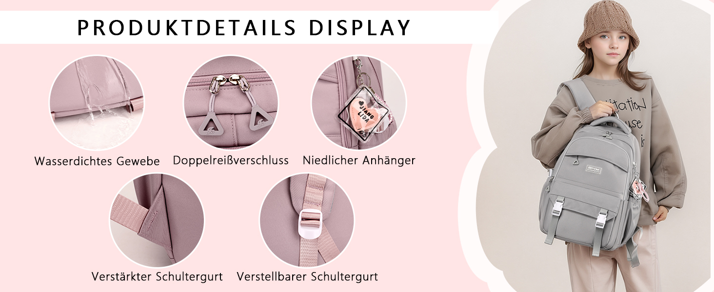 Водонепроникний рюкзак для школи JANSBEN для дівчаток та хлопчиків, багатосекційний, ідеальний для 10-річних дітей, підлітків та 5 класу, фіолетовий