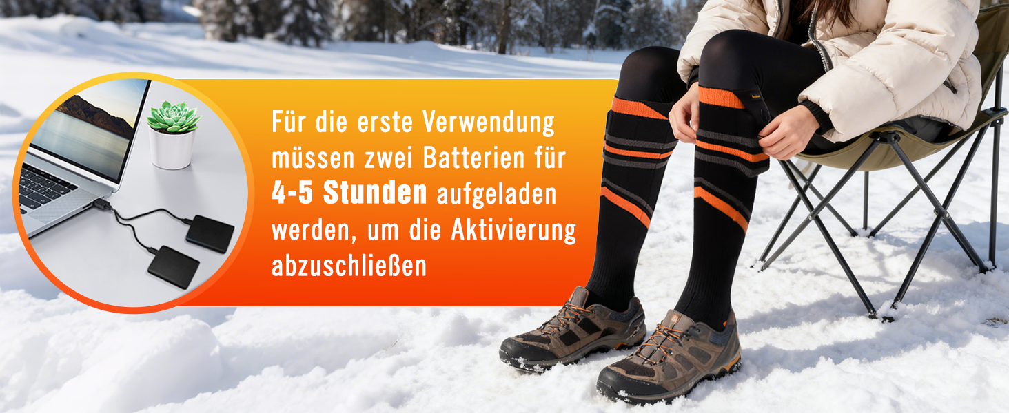Гріючі шкарпетки для жінок та чоловіків, 7000mAh, 4 режими нагріву, для зимових видів спорту (лижі, піші прогулянки, велоспорт), розмір 36-43