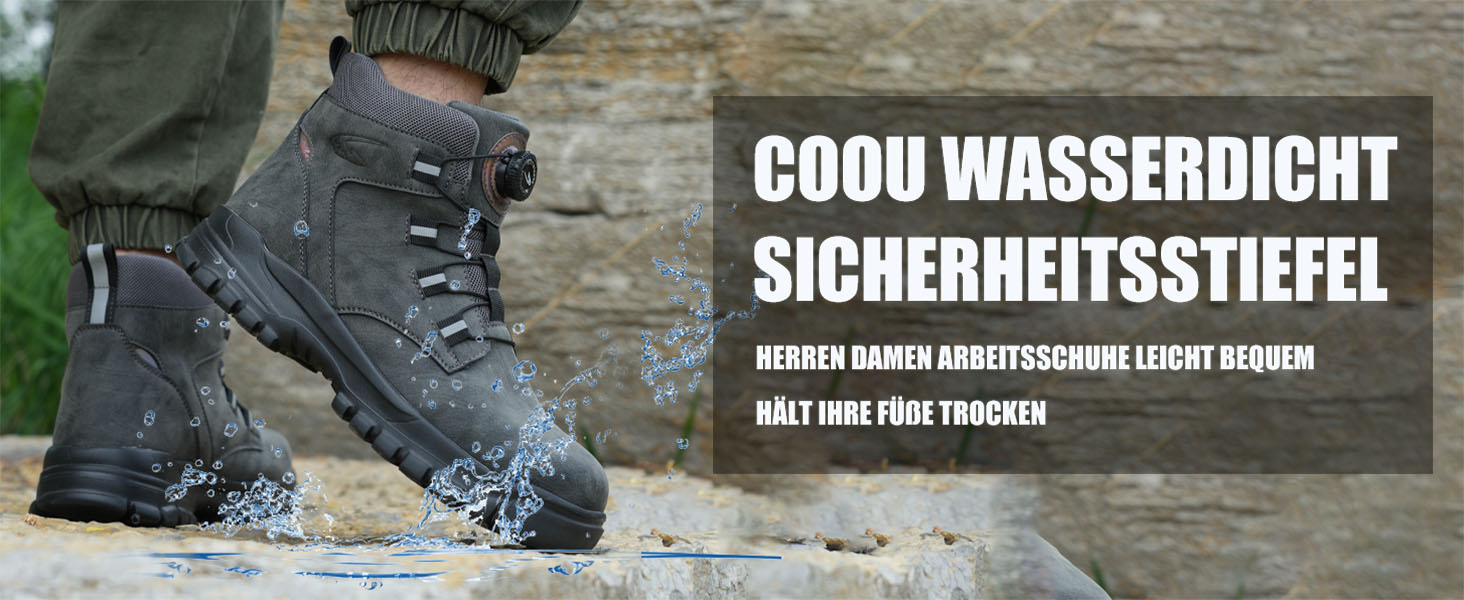 Черевики безпеки для чоловіків та жінок. Легкі, водонепроникні робочі черевики зі сталевим підноском. Безпечні робочі черевики з антиковзкою підошвою. Розмір 46 EU, чорний колір