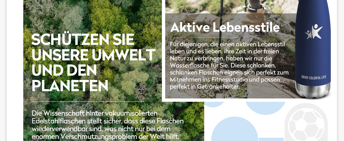 Термос KollyKolla: пляшка для води з нержавіючої сталі 500мл/750мл/1л, не протікає, без BPA, ізоляція, для дітей, спорту, школи, фітнесу, активного відпочинку, кемпінгу, чорний
