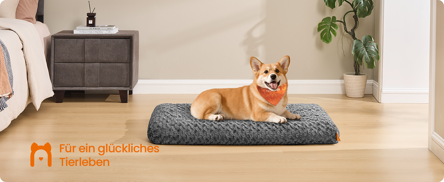 Ліжко для собак Feandrea XL, м'яка підстилка для великих собак, 110 x 73 см, сірий колір, PGW293GN01