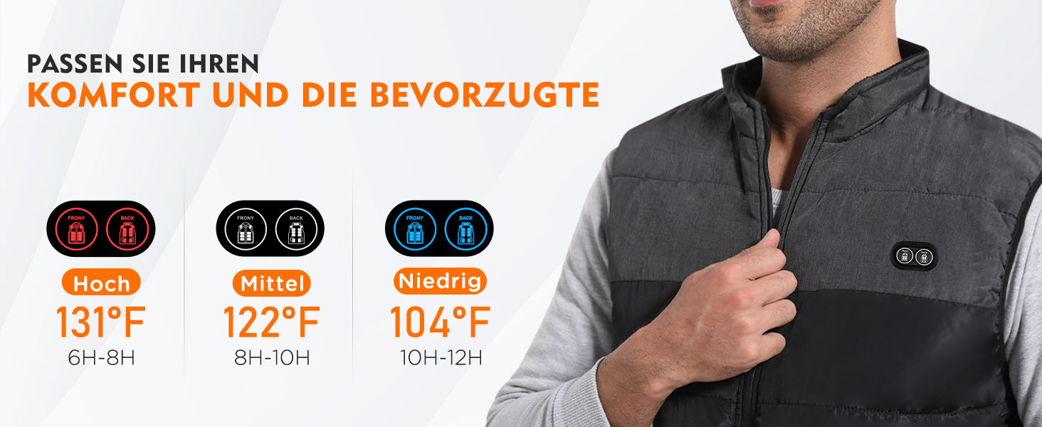 Електрична гріюча жилетка Buba Toys для чоловіків з Powerbank 20000mAh, 21 зона нагріву, 3 режими, для катання на лижах, піших прогулянок та активного відпочинку, XL, сіро-чорний колір