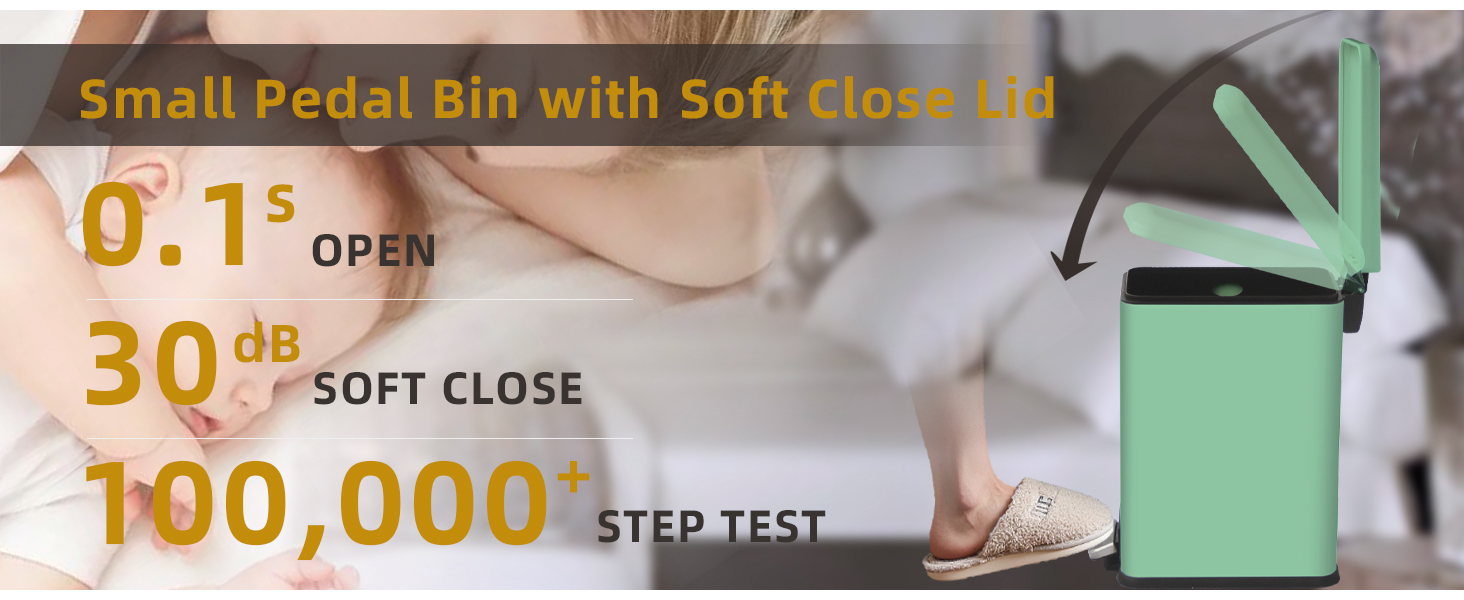 Відро для сміття кухонне 30 літрів, вузьке з кришкою, з м'яким закриттям, з педаллю, для кухні, ванної кімнати та офісу, зелене