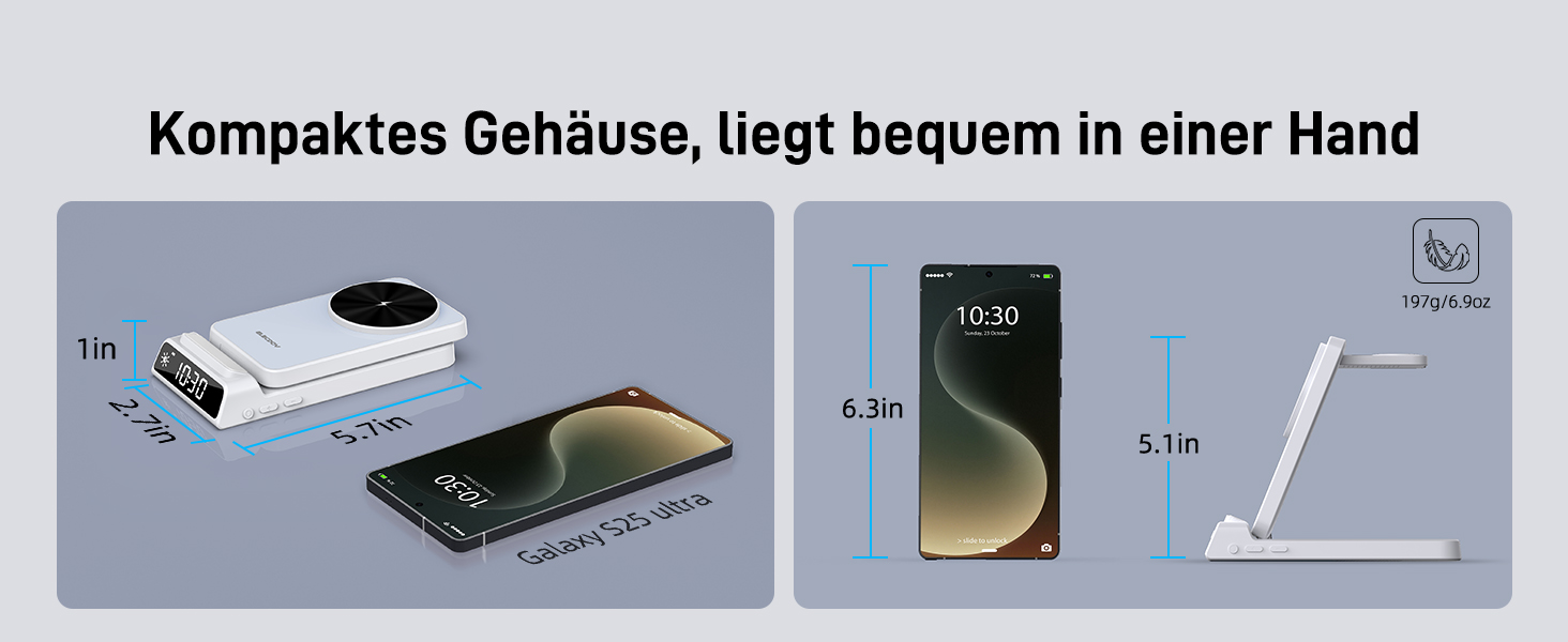 Бездротовий зарядний пристрій MagSafe 3-в-1 для Samsung Galaxy Fold/Flip, S24/S25 Ultra, Watch/Buds (Білий)