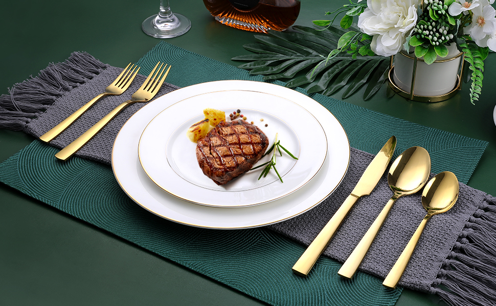 Набір столових приборів OGORI для 6 осіб, 30 предметів, з дзеркальним поліруванням, нержавіюча сталь 18/10, набір столових приборів для дому/вечірки/ресторану (подарункова коробка)