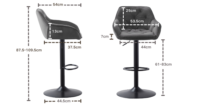 JaHECOME Adjustable Bar Stools Set of 2 - Grey Backrest Counter Height Stools for Kitchen Bar