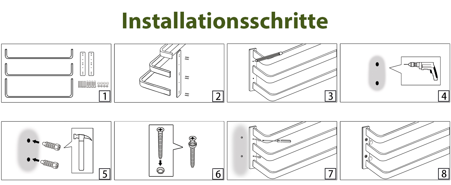 Тримач для рушників SAYAYO, чорний, 64 см, 3 стійки, для ванної кімнати та кухні