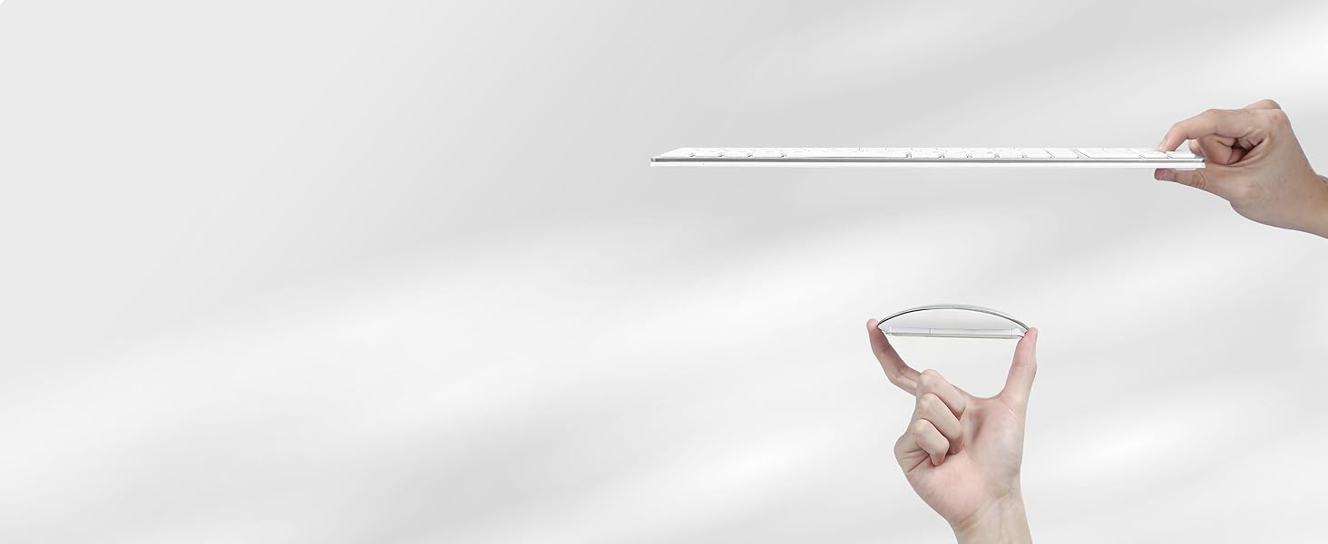 Комплект клавіатури та миші TopMate 2.4G Ultra Slim: тиха клавіатура з перемикачами Schissschalter та миша 2400DPI, USB, з батарейками AA/AAA, для PC/Laptop/Windows/Mac (Рожево-золотий/Білий)