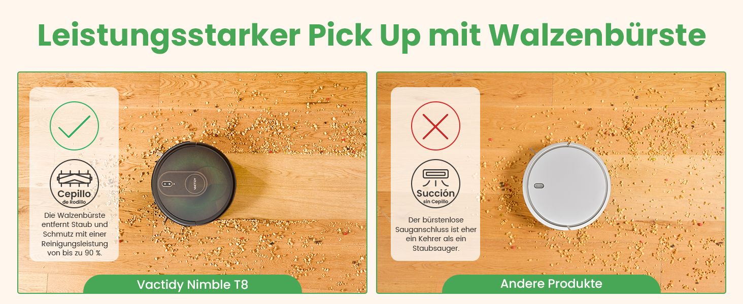 Робот-пилосос Vactidy Nimble T8 2-в-1 з функцією миття, 3000Pa, чорний