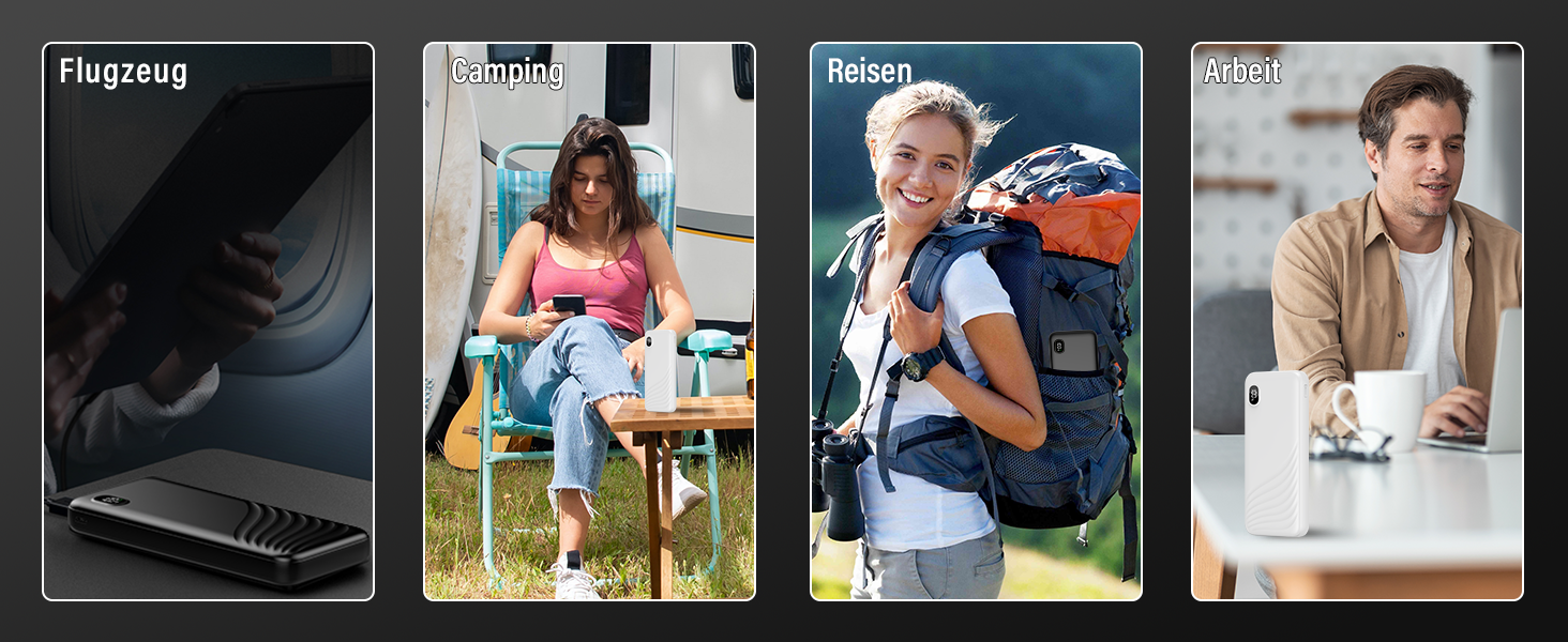 Power Bank Thunelec 10000mAh 22,5W з USB-C (PD, QC 3.0) - компактний зовнішній акумулятор для смартфону та планшета, LED дисплей, темно-синій