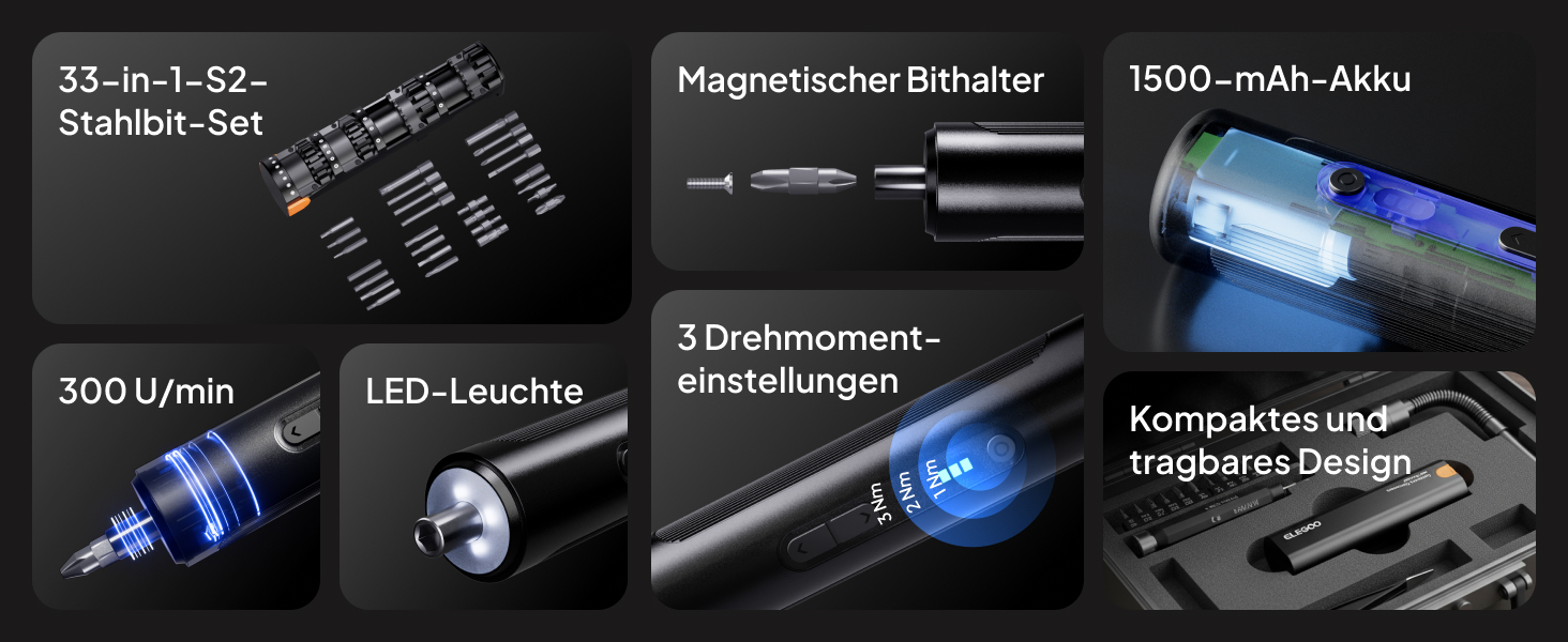 ELEGOO Електричний набір викруток: 33 біти, прецизійний інструмент для 3D-принтерів та ремонту електроніки