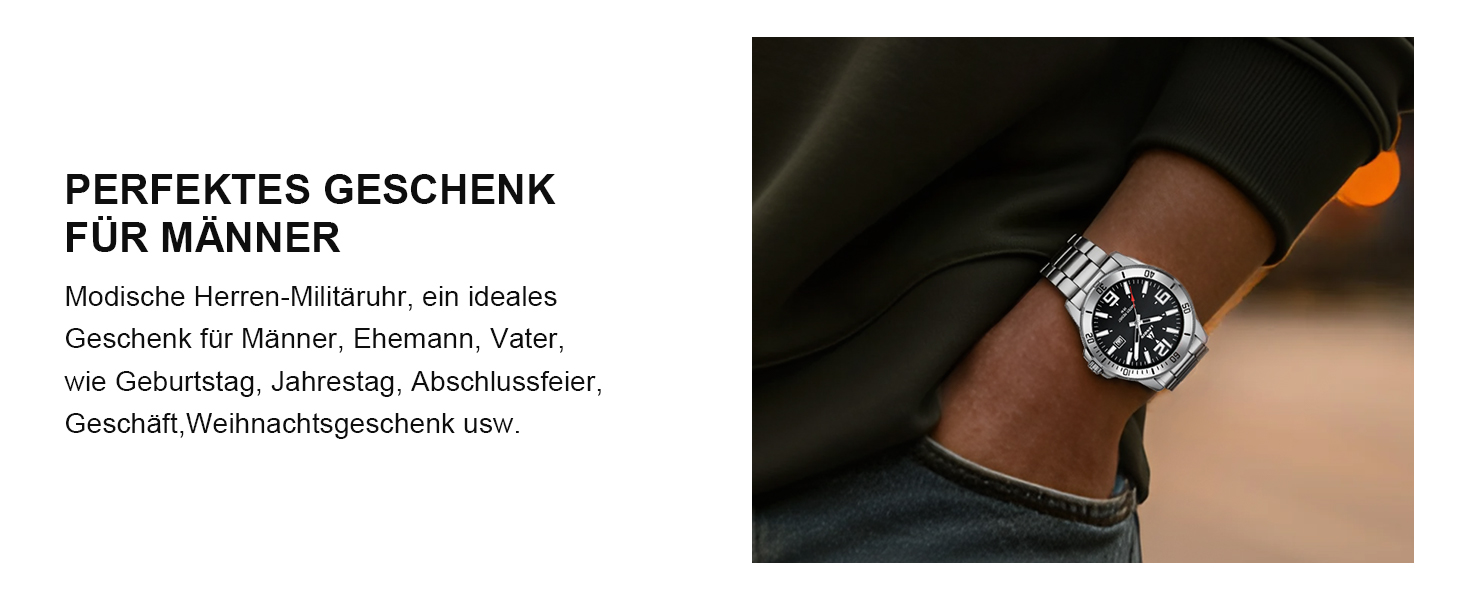 Годинник чоловічий LN LENQIN з нержавіючої сталі, водонепроникний, з датою, кварцовий, аналоговий, бізнес-стиль (сріблястий, чорний)