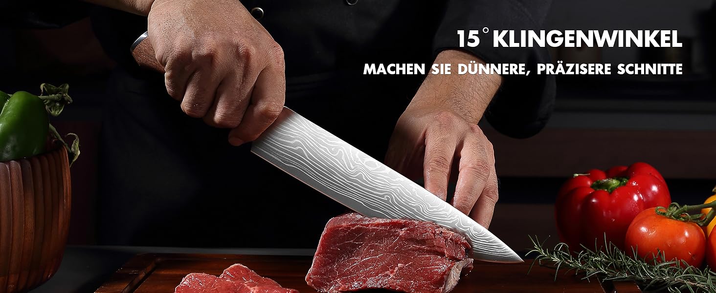 Японський кухонний ніж YOTSUBA 22 см, професійний шеф-ніж з нержавіючої сталі з вуглецевої сталі, ергономічна ручка з паккавуда