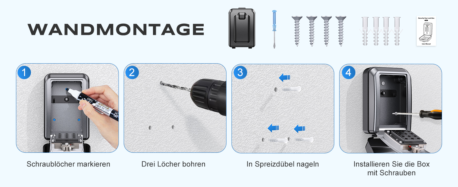 Шлюзовий сейф Mohard з кодовим замком для кріплення на стіні, 12-позиційний, велика місткість, вологостійкий, для дому, офісу, гаража