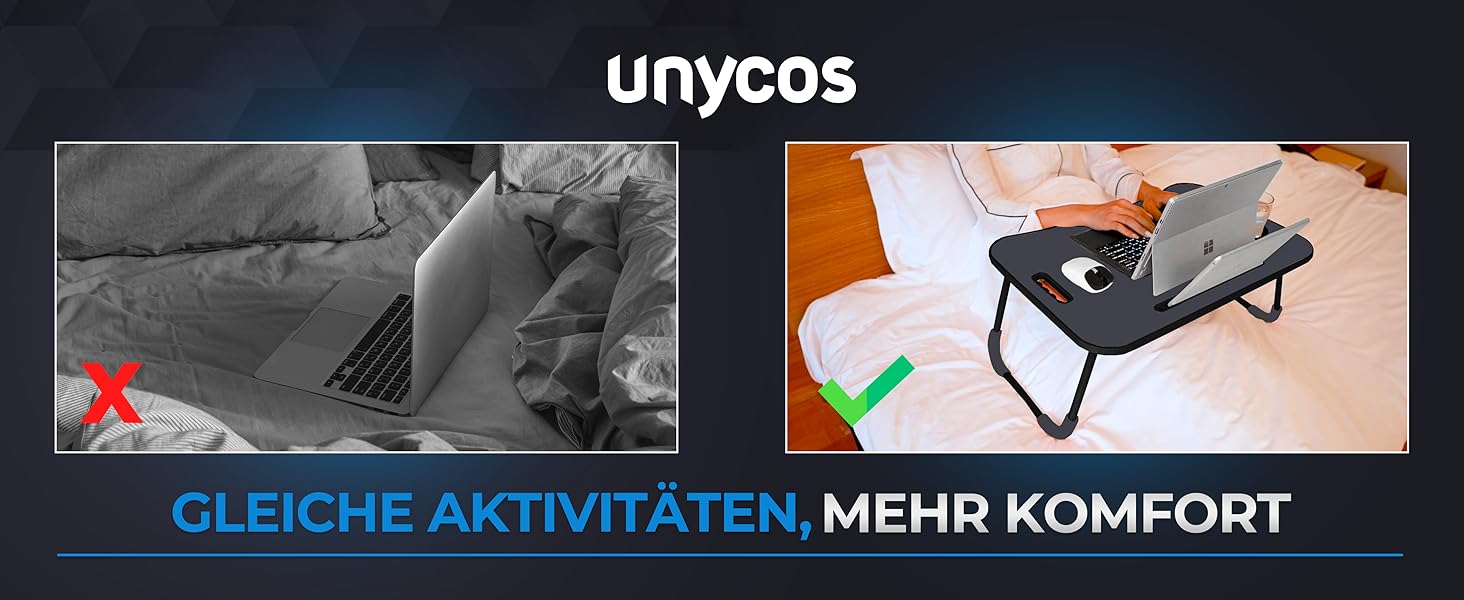 Складаний столик Unycos з ручкою та підстаканником, 60x40x26 см, з висувною шухлядою, колір: кістковий білий