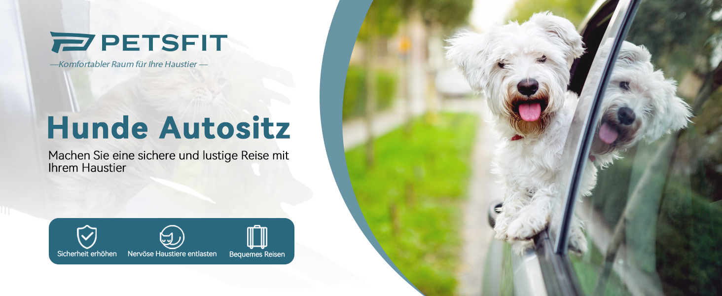 Автокрісло для собак Petsfit M, сірий: зручне автокрісло для середніх та 2 маленьких собак з підкладкою, ременями та кишенею