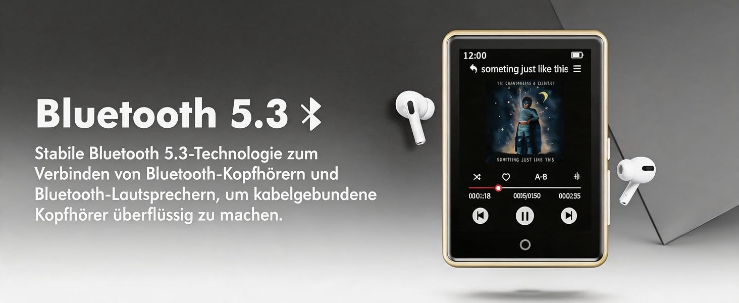 MP3-плеєр 32GB з Bluetooth 5.3 та динаміком, портативний Hi-Fi плеєр для дітей з 2.8-дюймовим сенсорним екраном, FM-радіо та диктофоном, підтримка TF-карт до 128GB (Золотий)