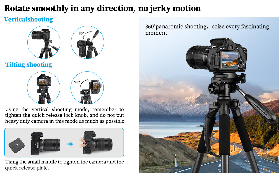 Штатив для камери Victiv 182см з алюмінію: трипод, монопод, 360° кулькова головка, 2 швидкісні пластини для DSLR - чорний