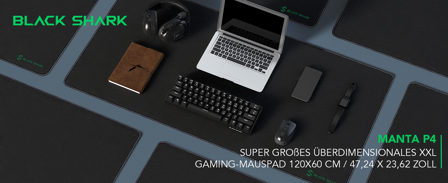 Чорний ігровий килимок Black Shark Gaming Manta P3 XL (900x400 мм) - вологостійкий, з антиковзною основою