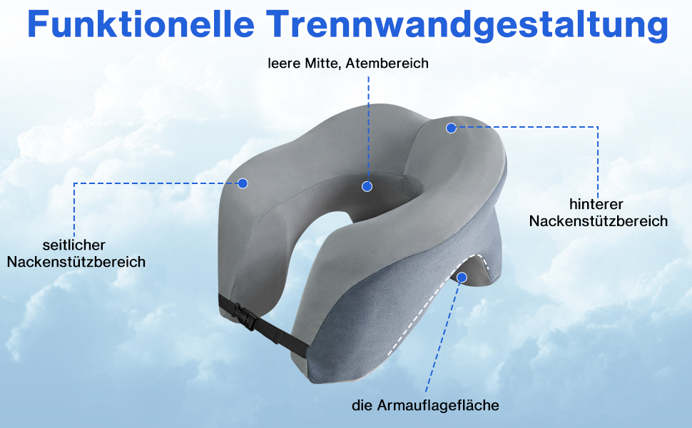 Ортопедична подушка для шиї Yeelan з піни Memory Foam, U-подібна дорожня подушка для дорослих, універсальна для літака, дому, офісу та кемпінгу, сіра