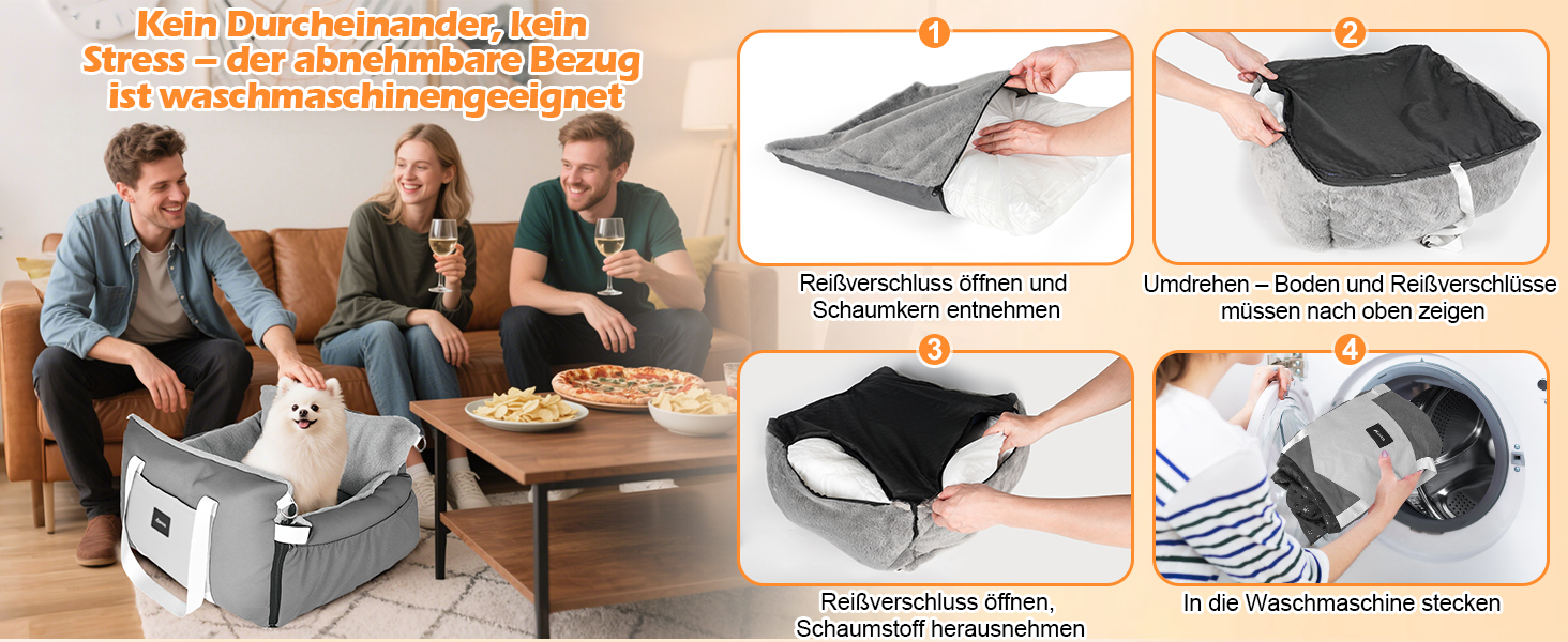 Автокрісло для собак 3-в-1 з переносною ліжком для маленьких собак – зручне автокрісло з розкладною поверхнею, м'яким матрацом, для переднього або заднього сидіння, внутрішнє та зовнішнє (02-Сірий)