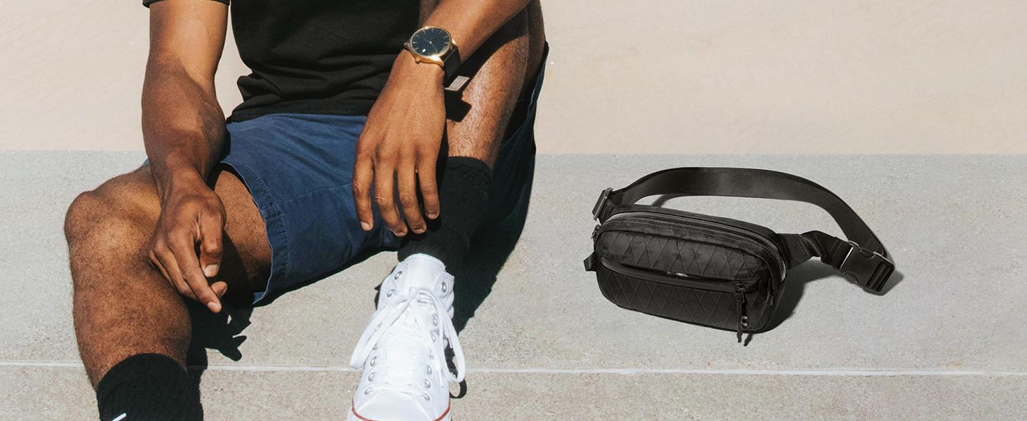 tomtoc X-Pac нагрудна сумка для чоловіків та жінок, 1,5 л, чорна. RFID захист, для подорожей, повсякденного використання