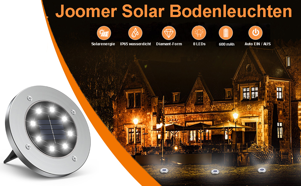 Joomer 12 Pack Solar Ground Lights for Outdoor Use