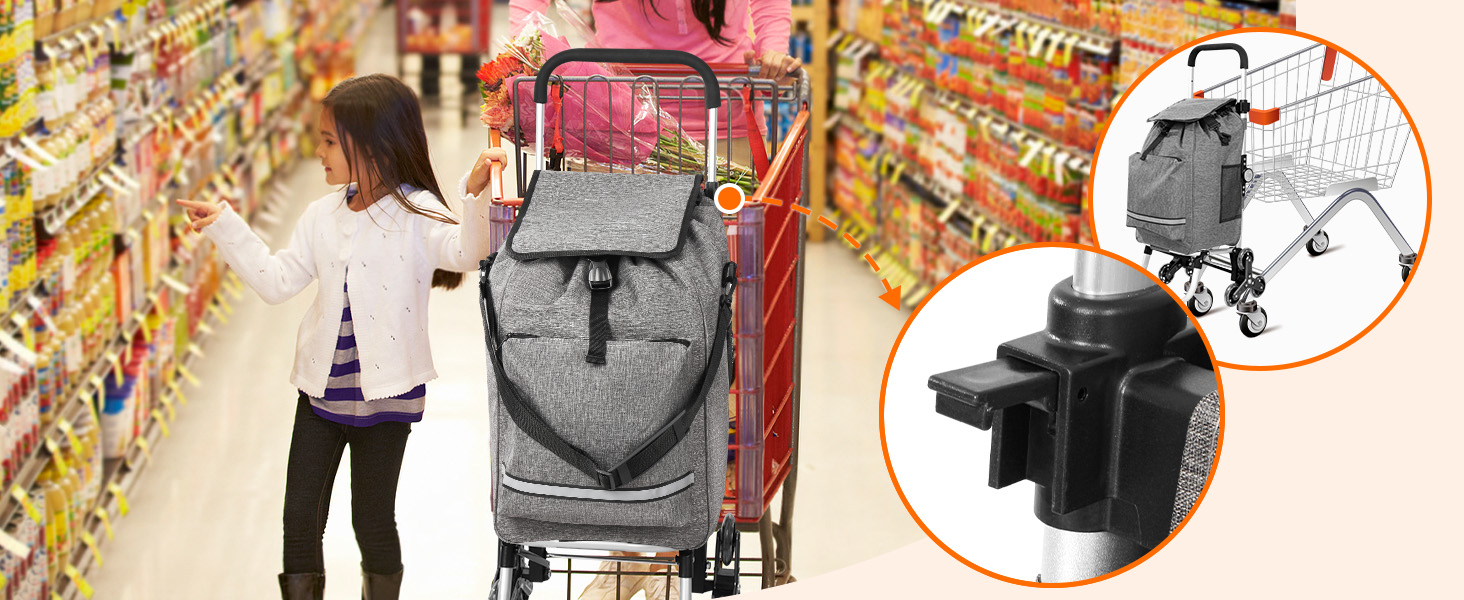 Складаний візок для покупок Homecall 50L з охолодженням, 3-в-1: візок, сумка на колесах, тачка (темно-сірий, сходинкові колеса)