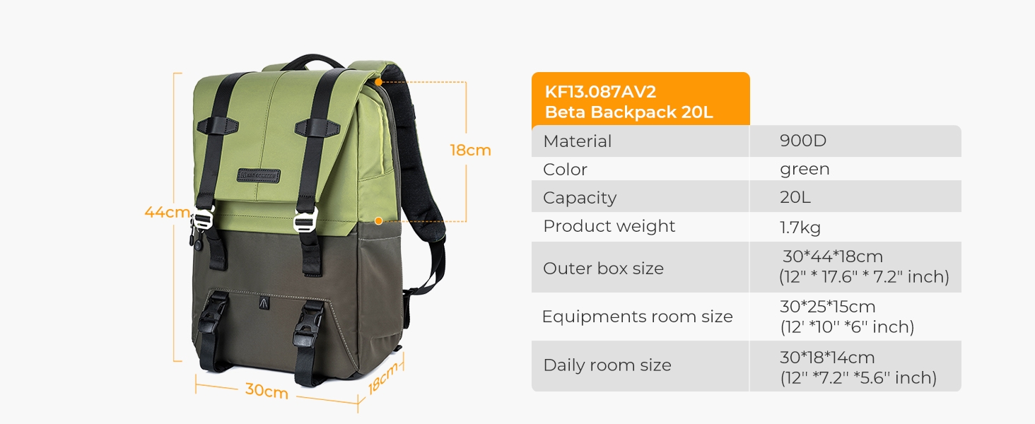 Рюкзак для камери K&F CONCEPT 20L, водонепроникний, з відділенням для ноутбука 15.6