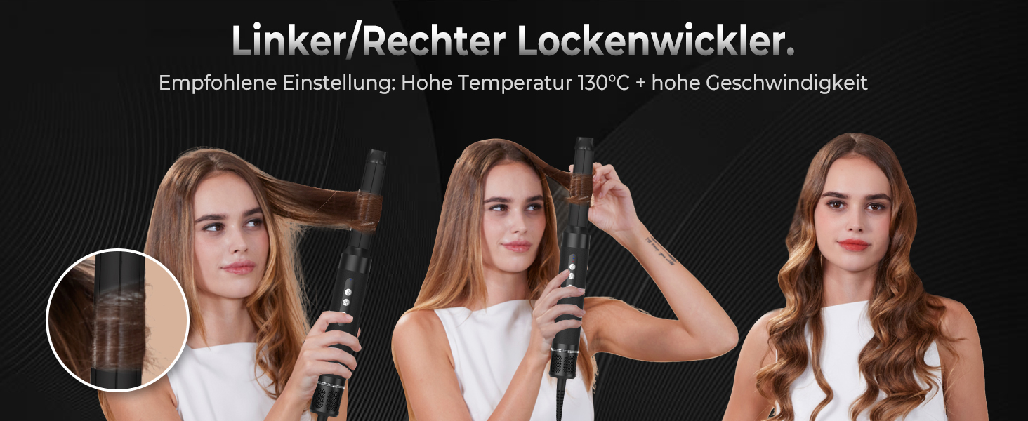 UKLISS Airstyler Pro 7-в-1: фен, стайлер, локони, випрямлення. Без екстремального нагріву, чорний/білий золотий