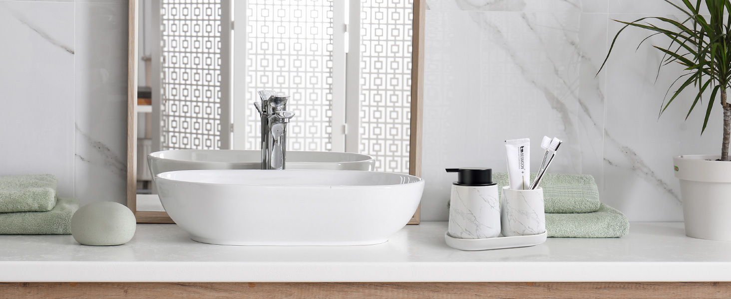 Набір аксесуарів для ванної кімнати Badezimmer Set Umlaca: мильниця, дозатор мила 350 мл, стакан для зубної пасти 320 мл, білий, для душу та умивальника