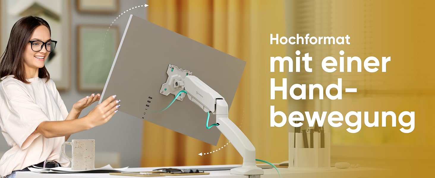 Кріплення для монітора ONKRON G80-B (G80-WH) – підходить для моніторів 13-32 дюймів, до 8 кг, з газовою пружиною, поворотне, нахильне, VESA 75x75-100x100
