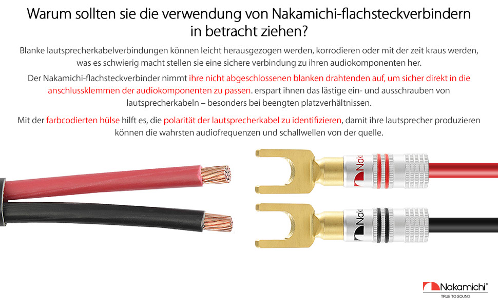 Позолочені бананові роз'єми Nakamichi 24K для акустичних кабелів 12-18 AWG, 4 мм для підсилювачів, Hi-Fi ресиверів та домашніх кінотеатрів, 4 шт (2 пари)