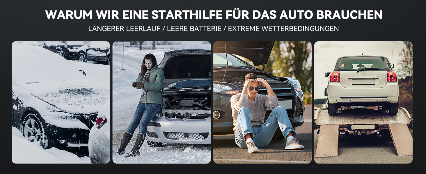 Powerbank Starthilfe F03: Портативний стартер для авто з компресором та повітряним насосом | 6000A, 7L, 150PSI, LCD, LED