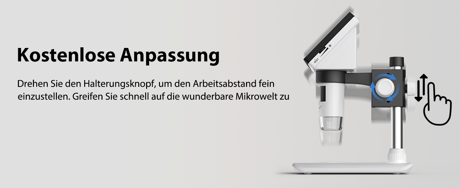 Цифровий мікроскоп AOPICK з LCD екраном, 50X-500X, 4.3 дюйми, 1080P, USB, 8 LED, для дорослих/дітей, сумісний з MacOS Windows (білий)