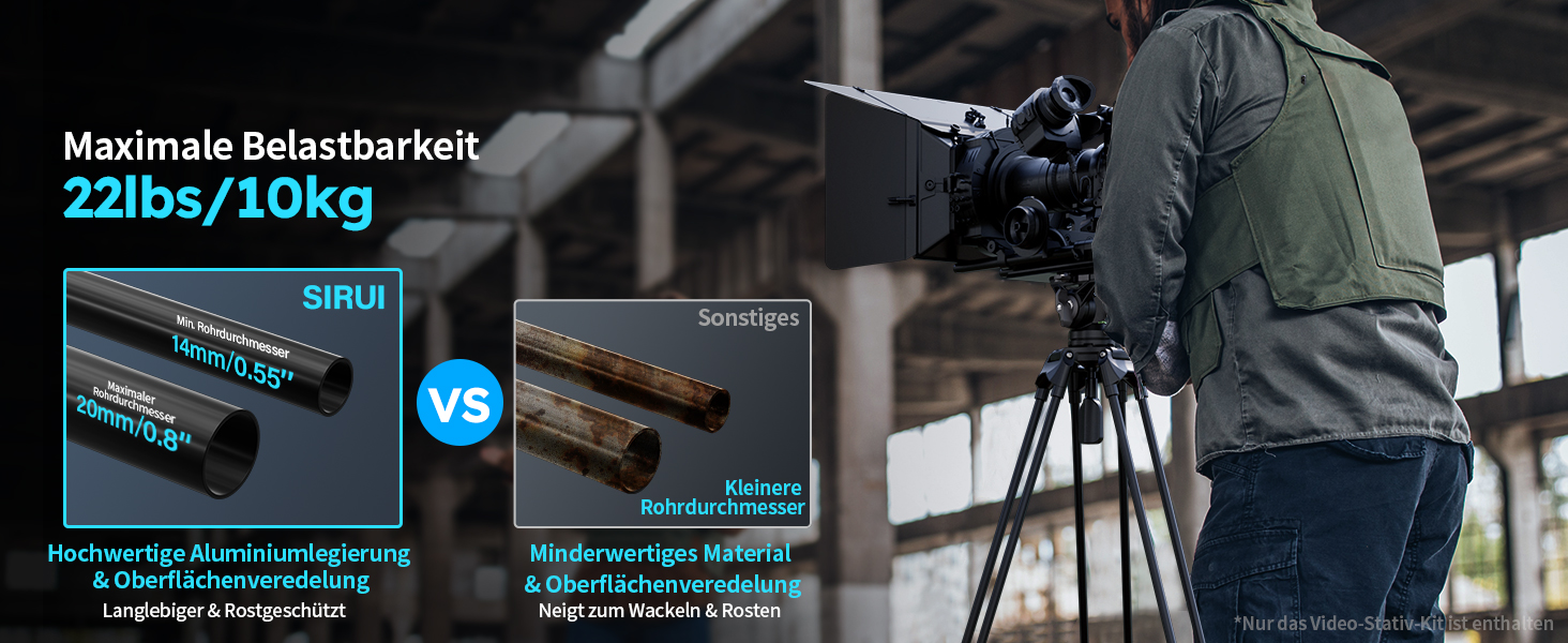 Штатив відео SIRUI AVT-11 з 360° Fluid-головкою, 180 см, для DSLR/Camcorder, алюміній, вантажопідйомність 10 кг