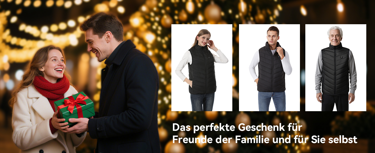 Обогрівальний жилет для чоловіків та жінок - USB жилет з 9 зонами нагріву та 3 рівнями температури, ідеальний для кемпінгу та піших прогулянок (Powerbank не входить до комплекту), чорний, 3XL