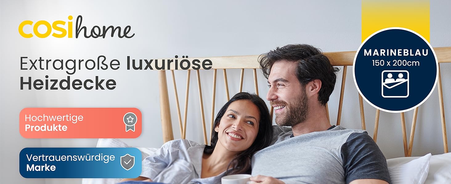 Електрична ковдра Cosi Home 180x130 см з регулюванням температури, захистом від перегріву та функцією автовимкнення. Зручна та тепла, з Sherpa та Fleece покриттям. 10 рівнів нагріву, цифрова пульт керування, сірий колір. Також доступна модель 150x200 см з покриттям Fleece & Sherpa (Marineblau)