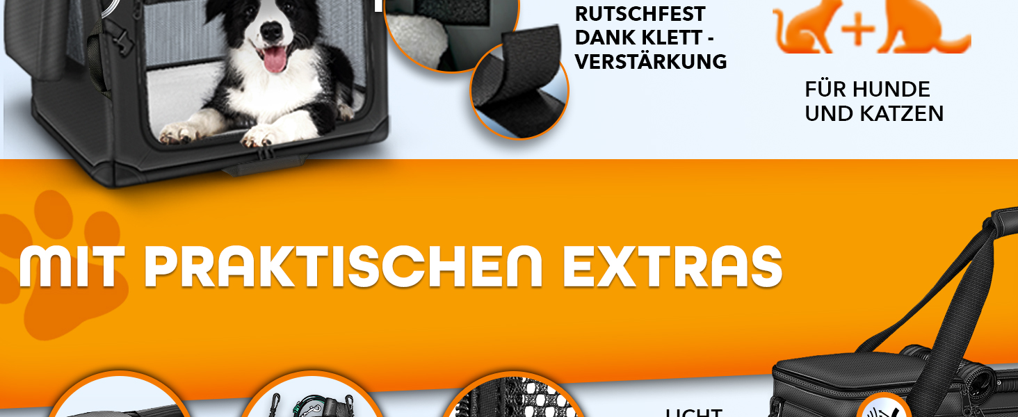 Транспортна переноска для собак та котів TRESKO® S (50x34x34 см) з підкладкою, шпателем та відбивачами | Переноска для собак та котів | Міцна переноска для собак, сіра