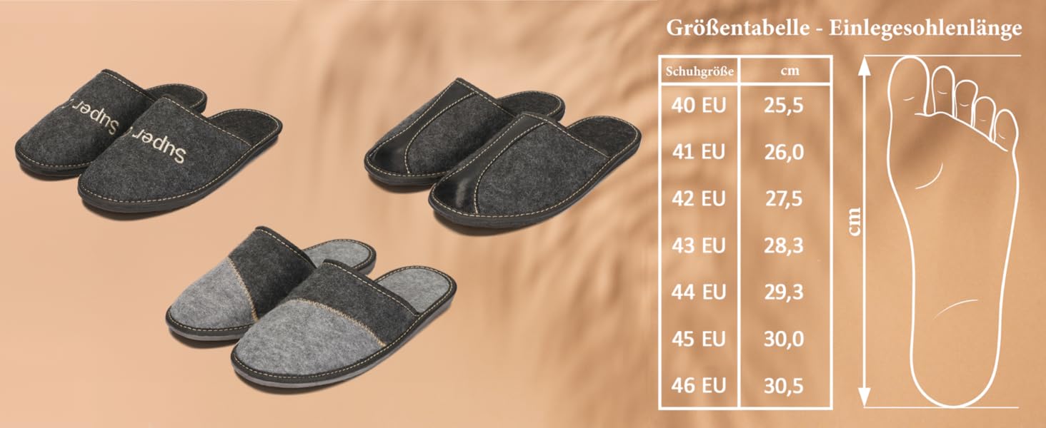 Чоловічі домашні капці BeComfy з повсті, тапочки чоловічі легкі, розміри 40-46 EU (42 EU) - ідеальні для дідуся