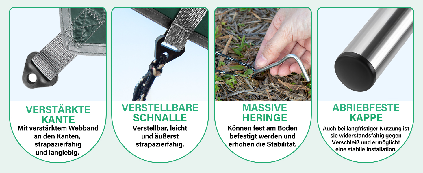 Тент для кемпінгу WADEO, 4x3 м, водовідштовхувальний, з кілочками та мотузками, ультралегкий, для відпочинку на природі, хакі (зелений)